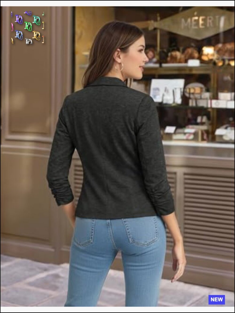 Lightweight Ponte Blazer Classic Work Office Stretch Cardigan Jacket Chic - Picture 4 of 7